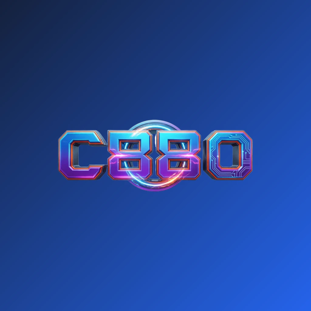 С88O bold gaming logo with strong 3D lettering and energetic colors in a modern esports-inspired horizontal rectangular wordmark with a transparent background